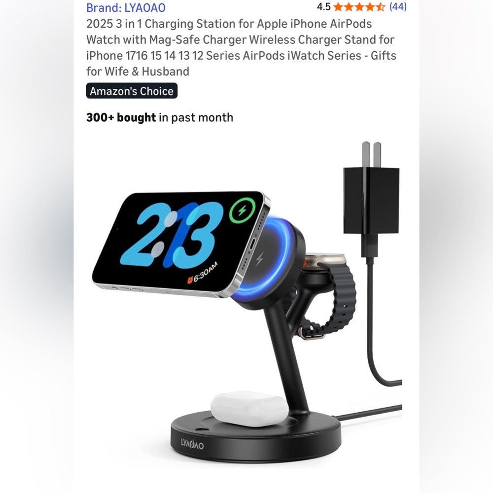 Wireless Charging Stand with Phone and Watch Holder